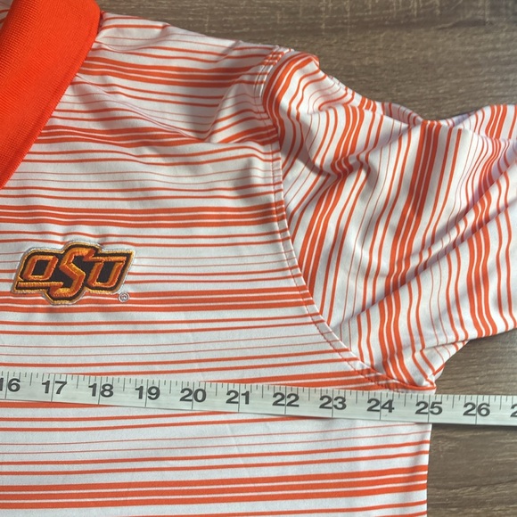 Mens Pre Owned Russel Athletics XL NCAA OSU Orange & White Polo - Picture 6 of 8
